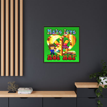 love peace - framed canvas art (logo green)