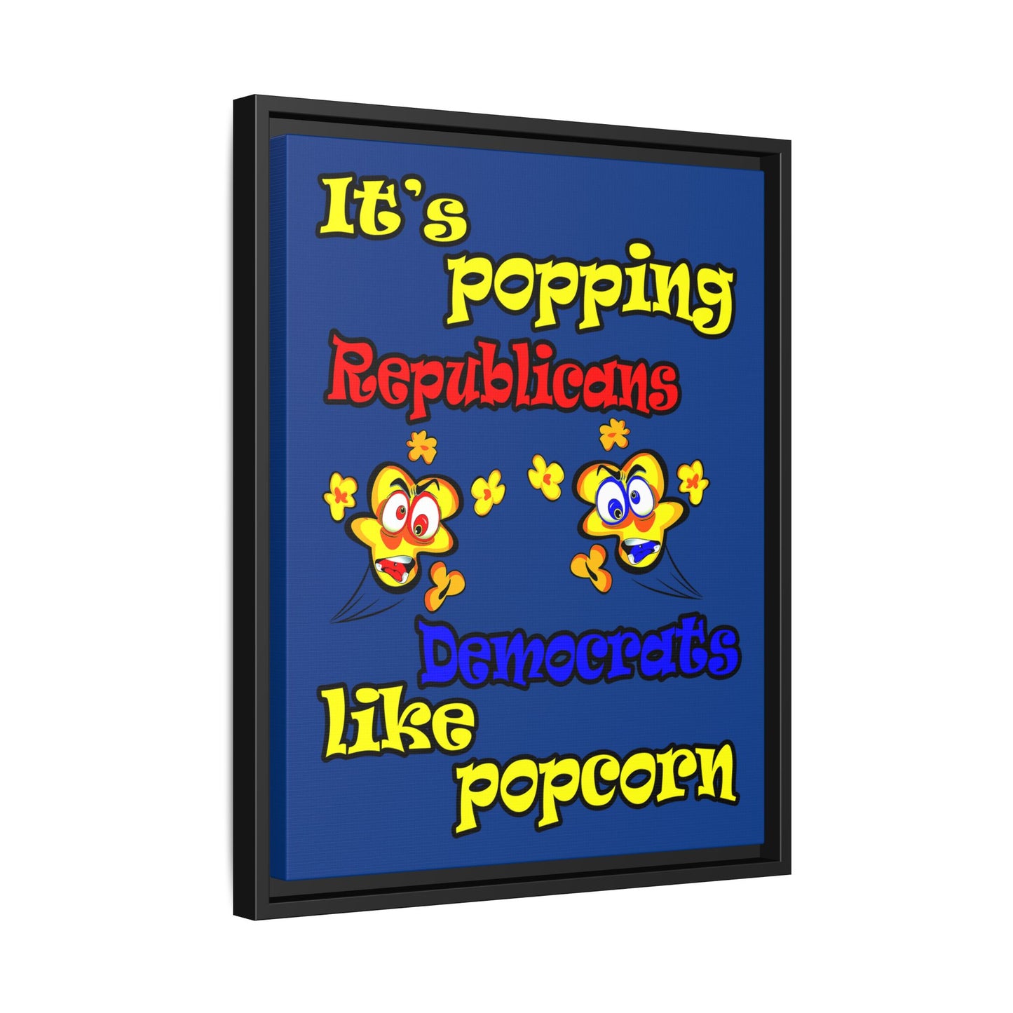 popping like popcorn - framed canvas art (dark blue)