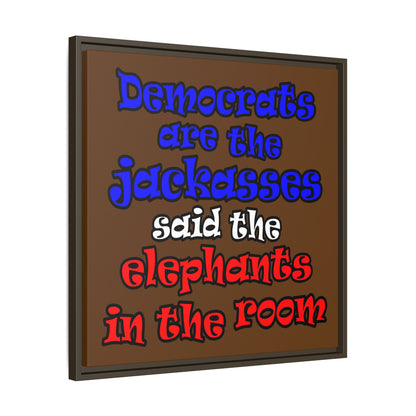 donkeys and elephants - framed canvas art (brown)