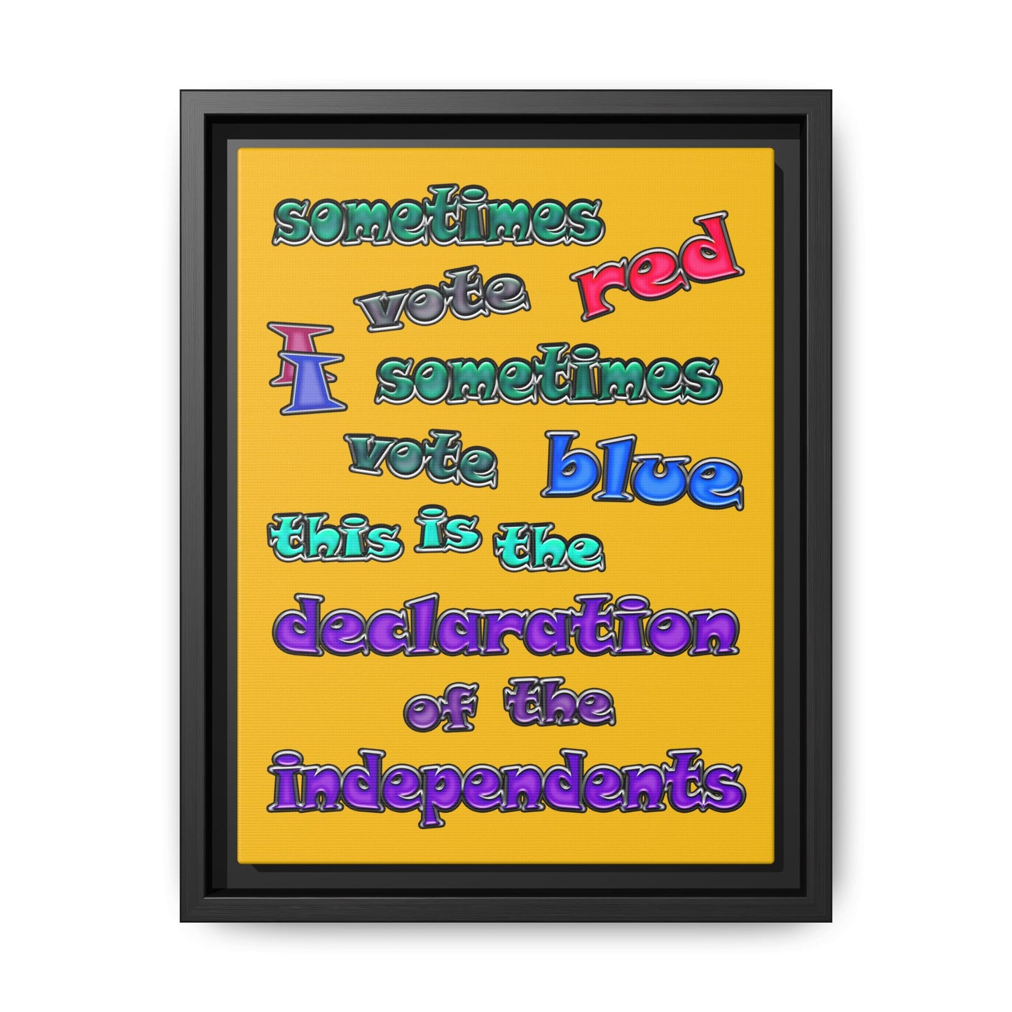 declaration of the independents - framed canvas art (yellow)