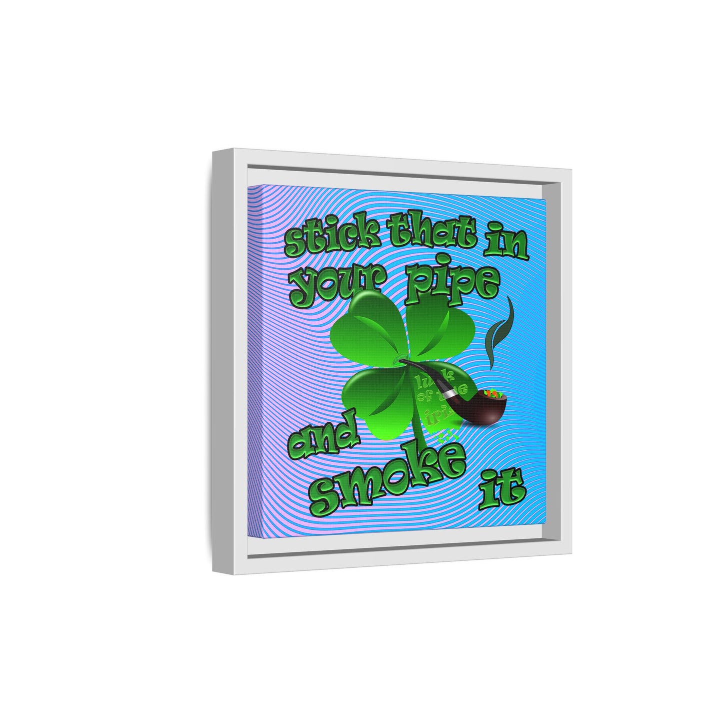 stick that in your pipe and smoke it - framed canvas art (light blue-purple wave)