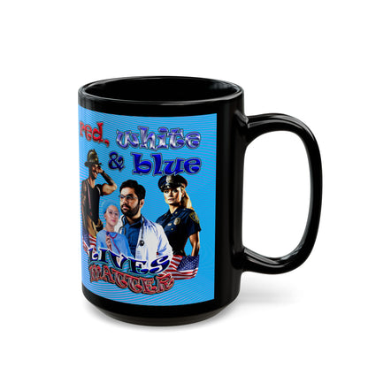 rw&b lives matter - Black Mug (light blue-purple wave)