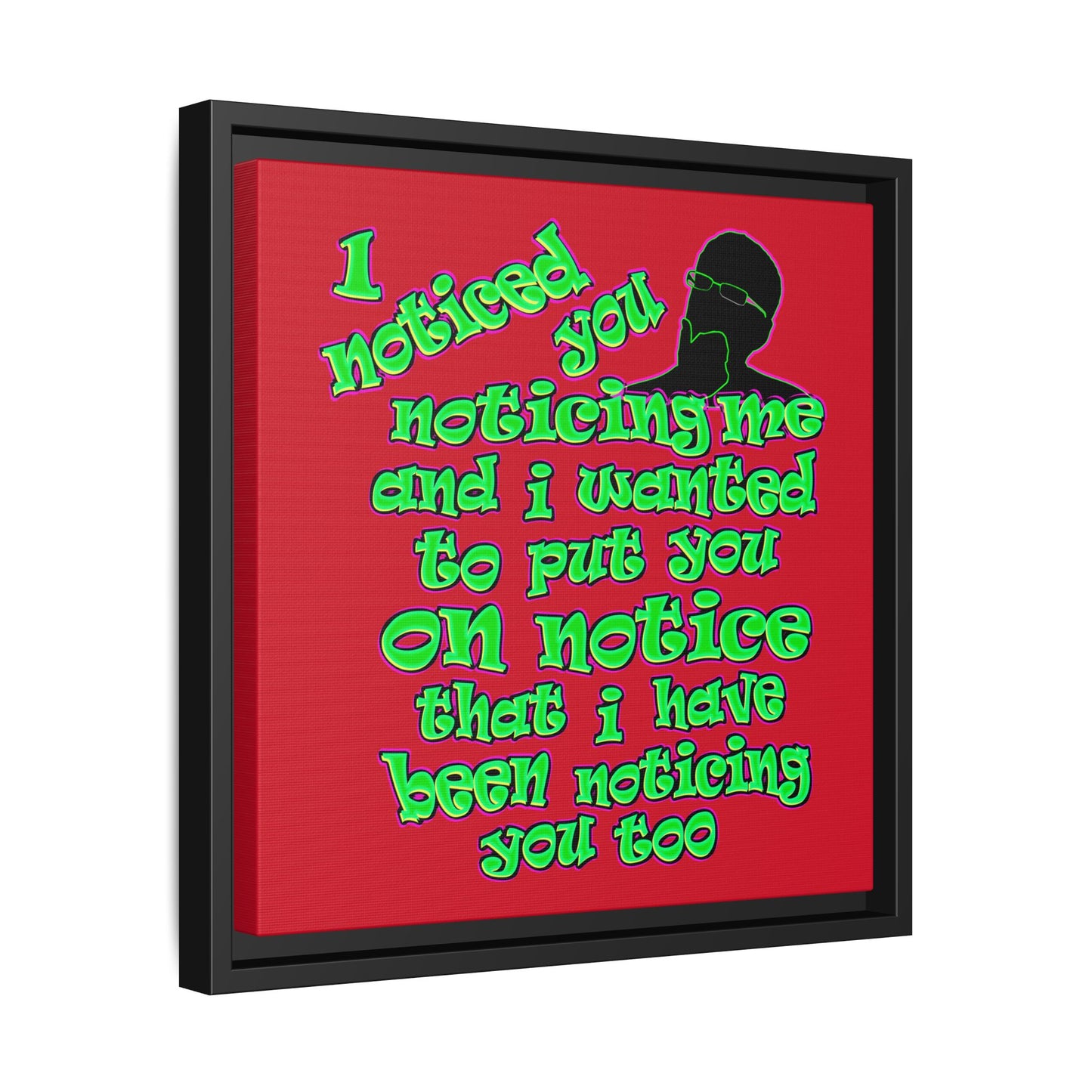 noticed you noticing - framed canvas art (dark red)