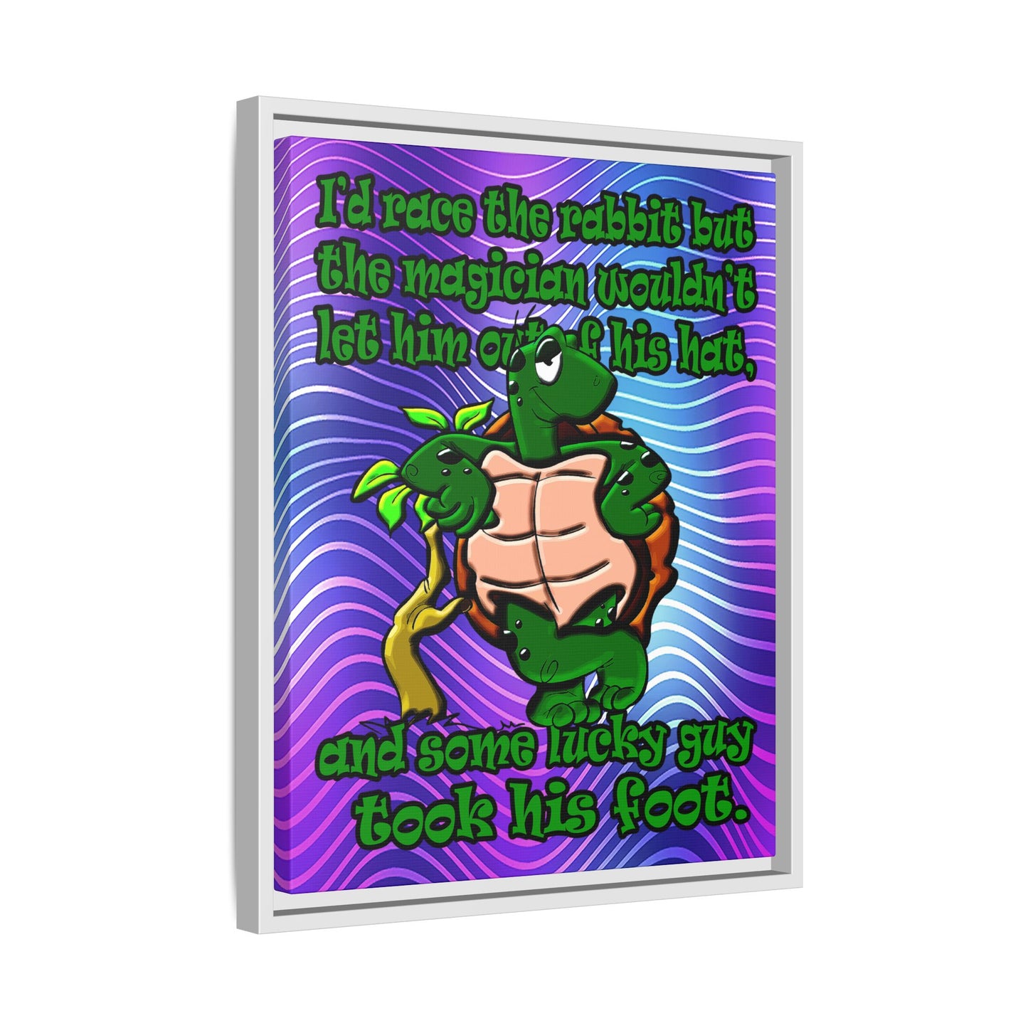 turtle race - framed canvas art (purple wave)