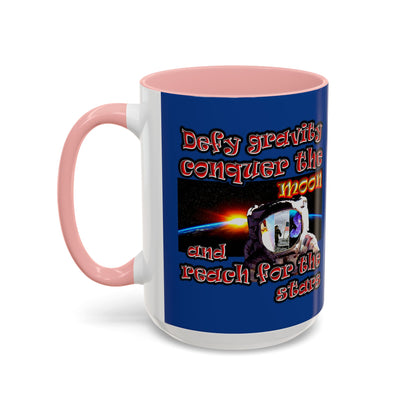 defy conquer reach - Accent Mug (dark blue)