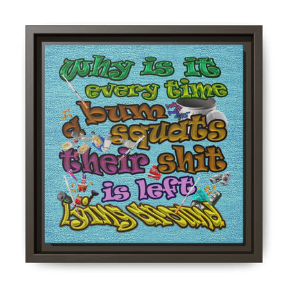 the bum's shit - framed canvas art (faded blue)