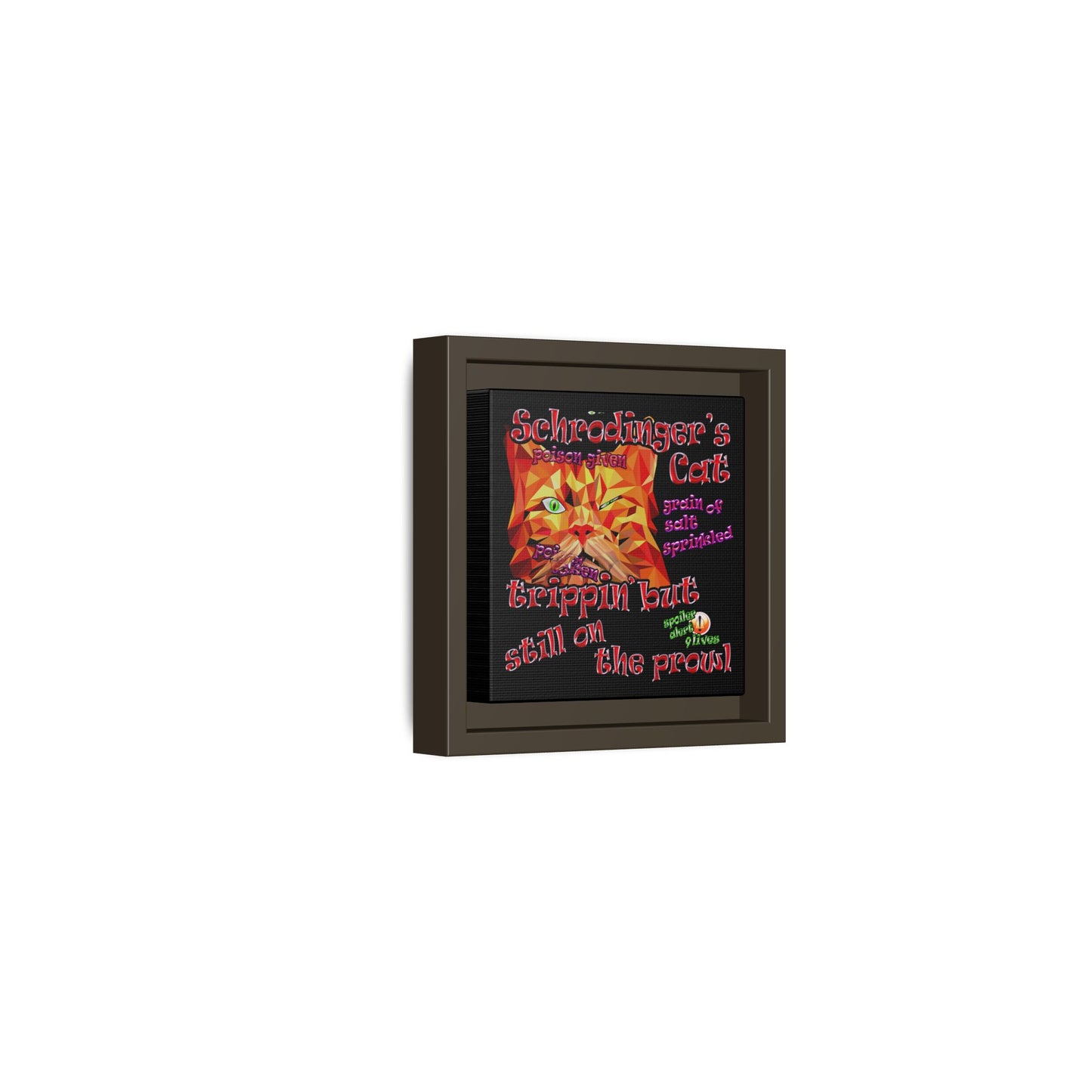 schrodinger's cat - framed canvas art (black)