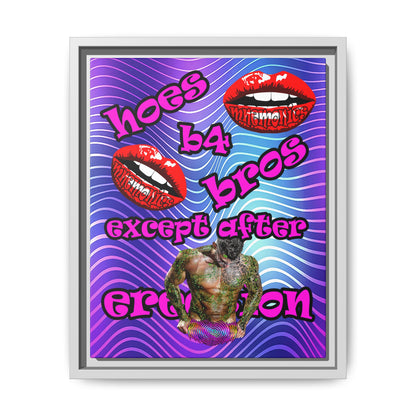 hoes b4 bros - framed canvas art (purple wave)