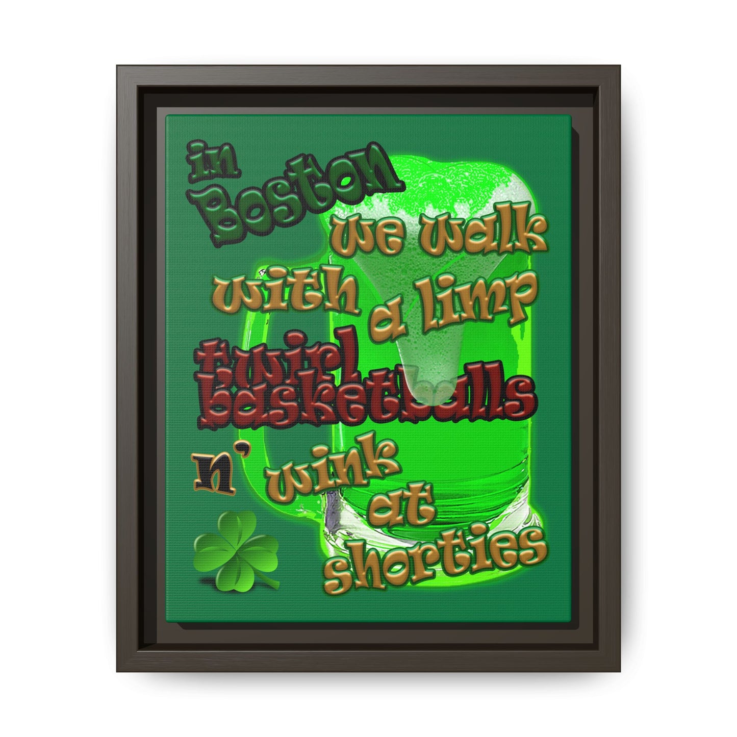 celtics logo - framed canvas art (dark green)