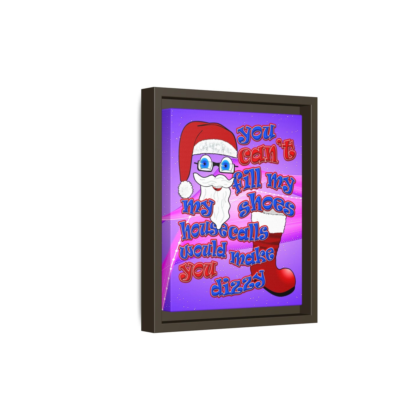 santa's shoes - framed canvas art (purple-pink wave)