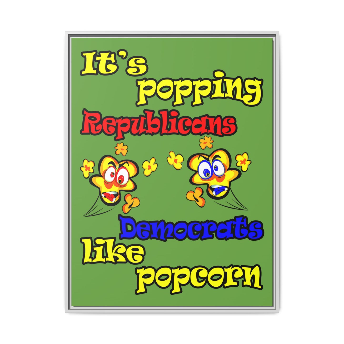 popping like popcorn - framed canvas art (green)