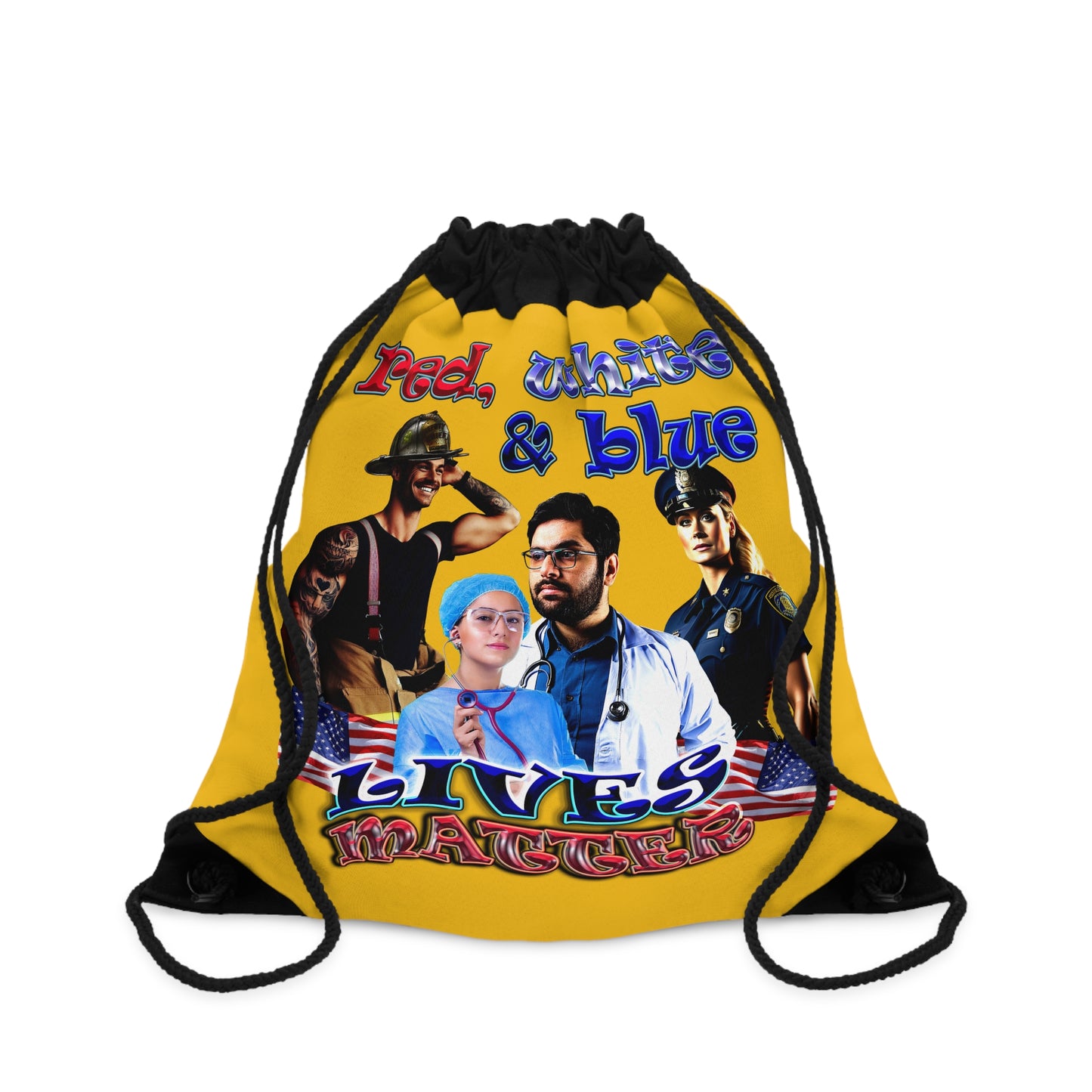 rw&b lives matter - Drawstring Bag (yellow)