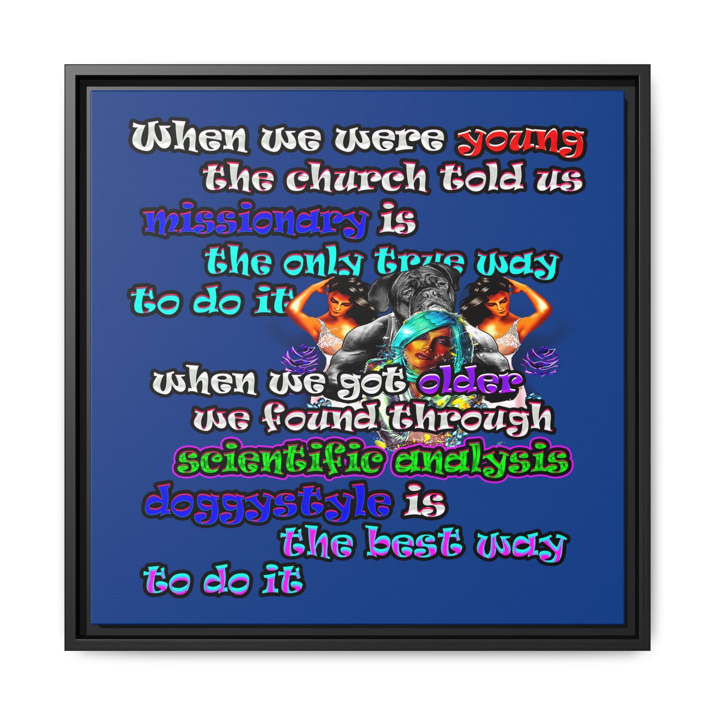 doggystyle - framed canvas art (dark blue)