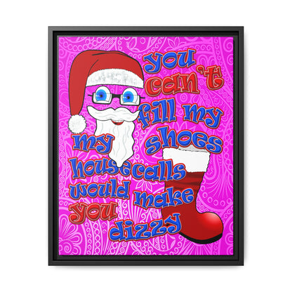 santa's shoes - framed canvas art (pink swirl)