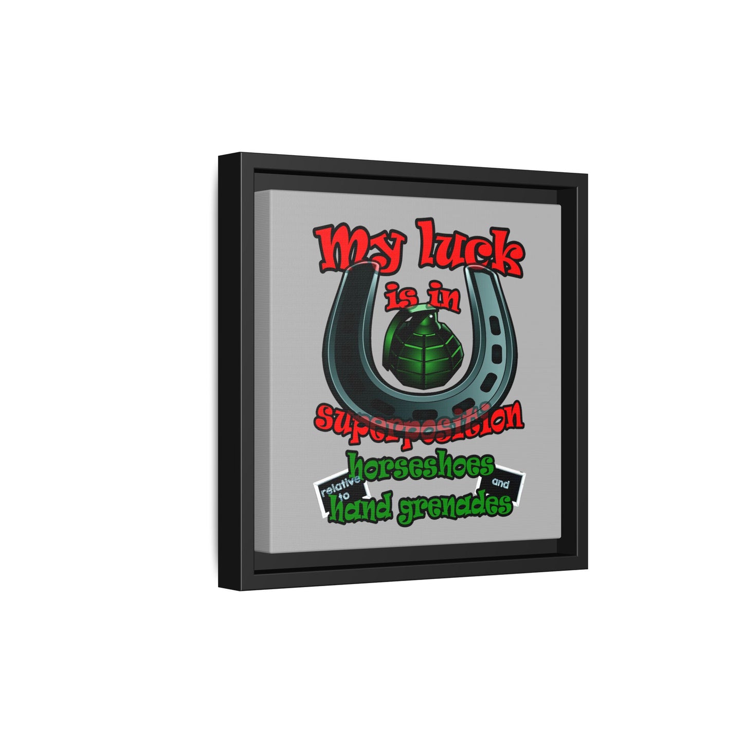my luck - framed canvas art (light grey)