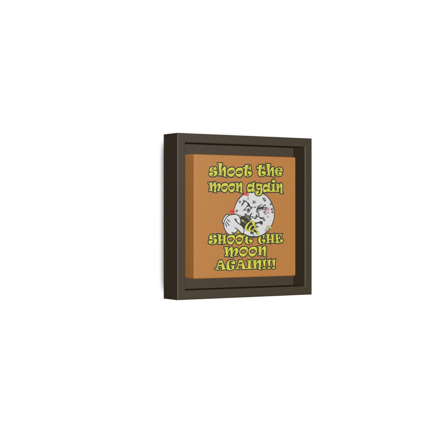 shoot the moon again - framed canvas art (light brown)