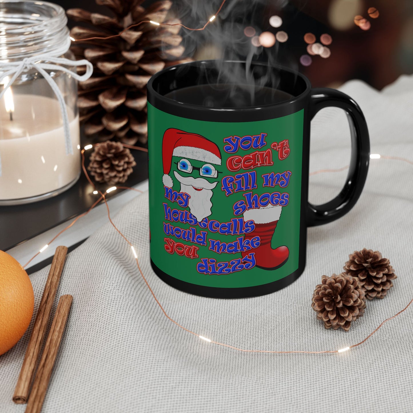 santa's shoes - Black Mug (dark green)