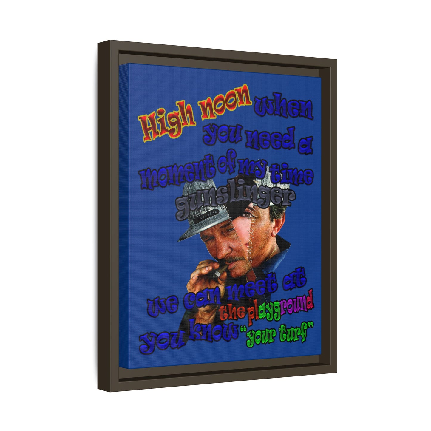 high noon - framed canvas art (dark blue)