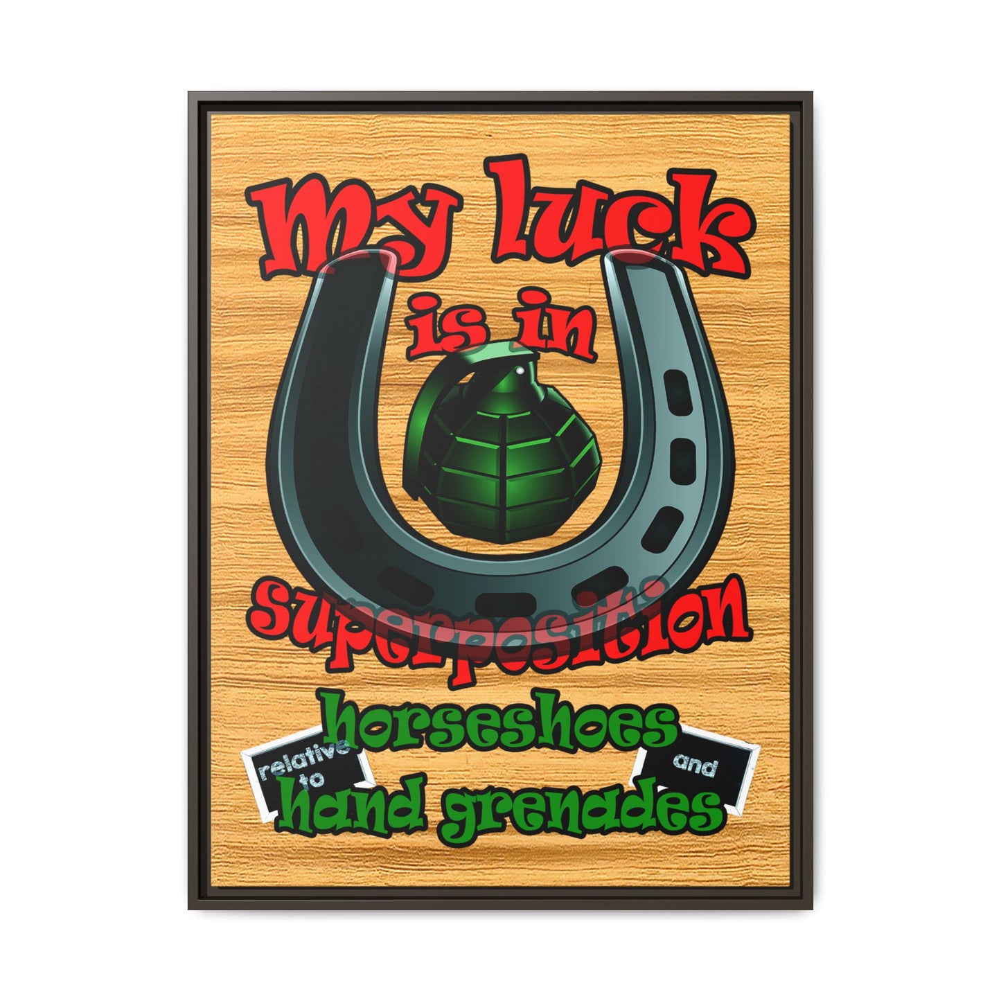 my luck - framed canvas art (butterscotch wood finish)