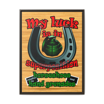 my luck - framed canvas art (butterscotch wood finish)