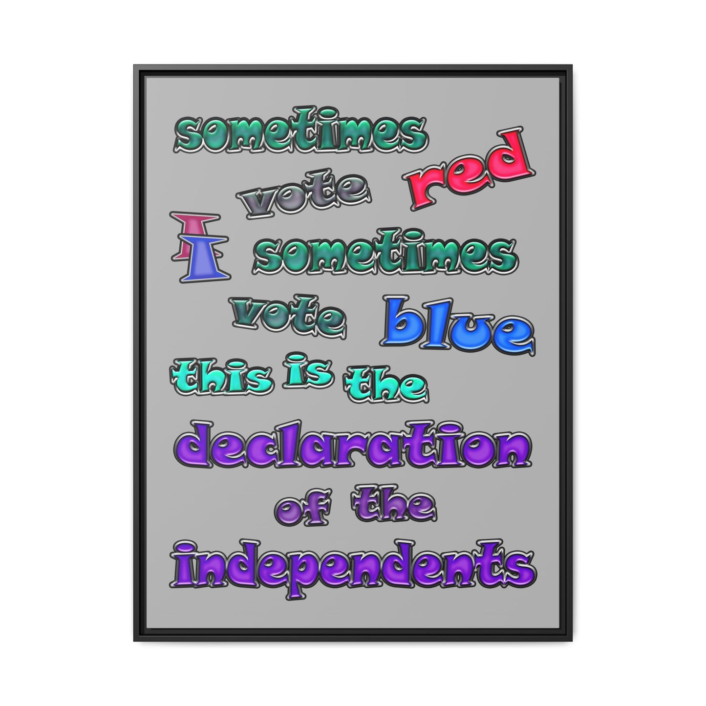 declaration of the independents - framed canvas art (light grey)