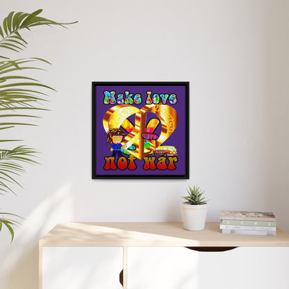 love peace - framed canvas art (purple)
