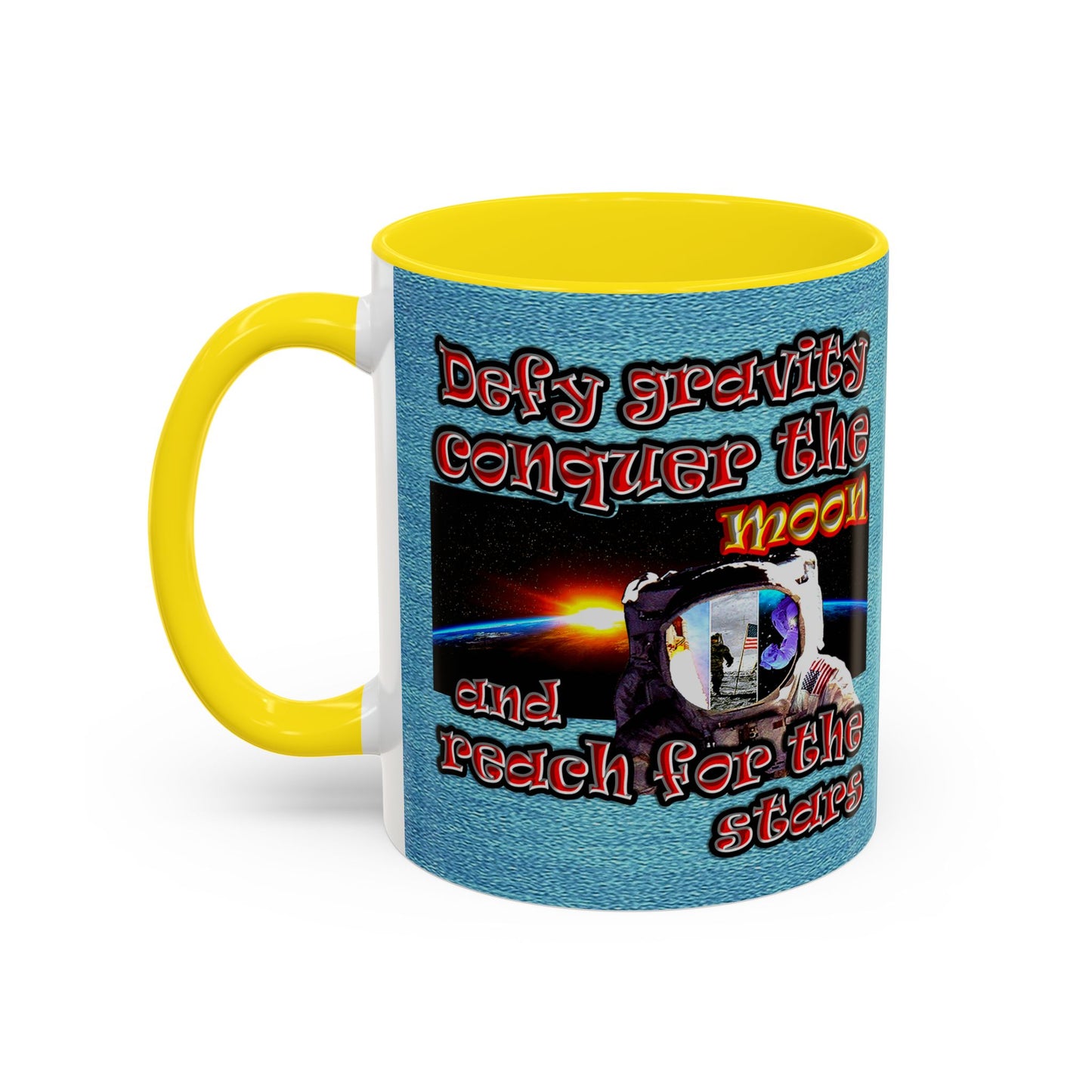 defy conquer reach - Accent Mug (faded blue)