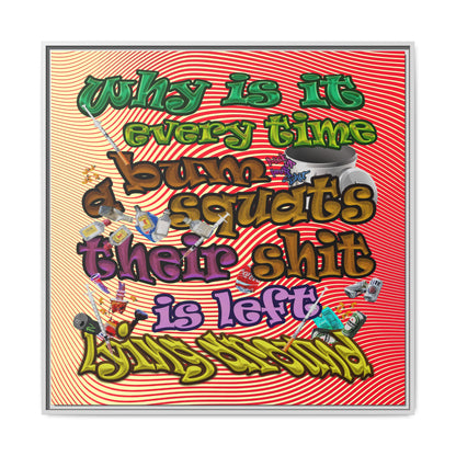 the bum's shit - framed canvas art (yellow-orange wave)