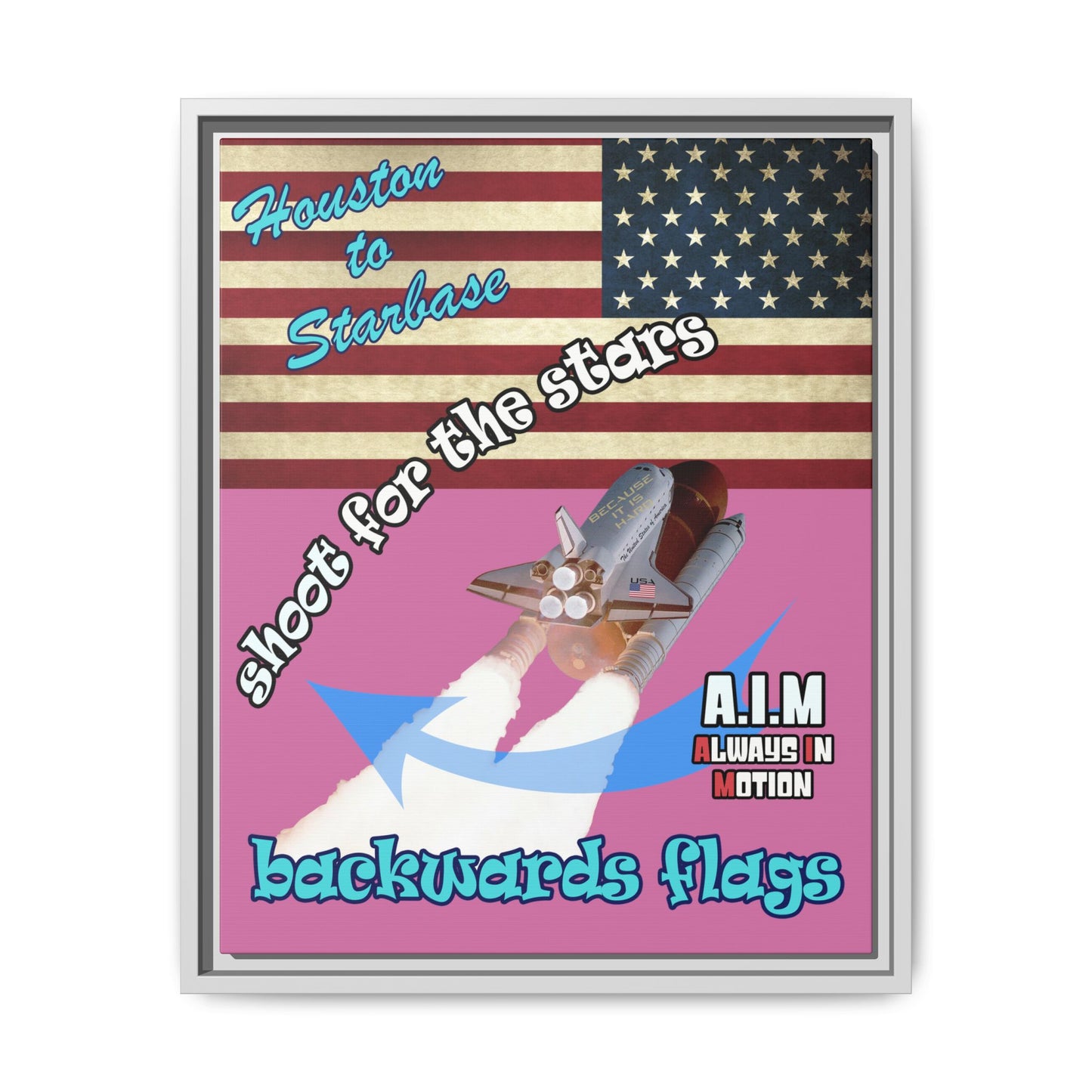 shoot for the stars - framed canvas art (light pink)