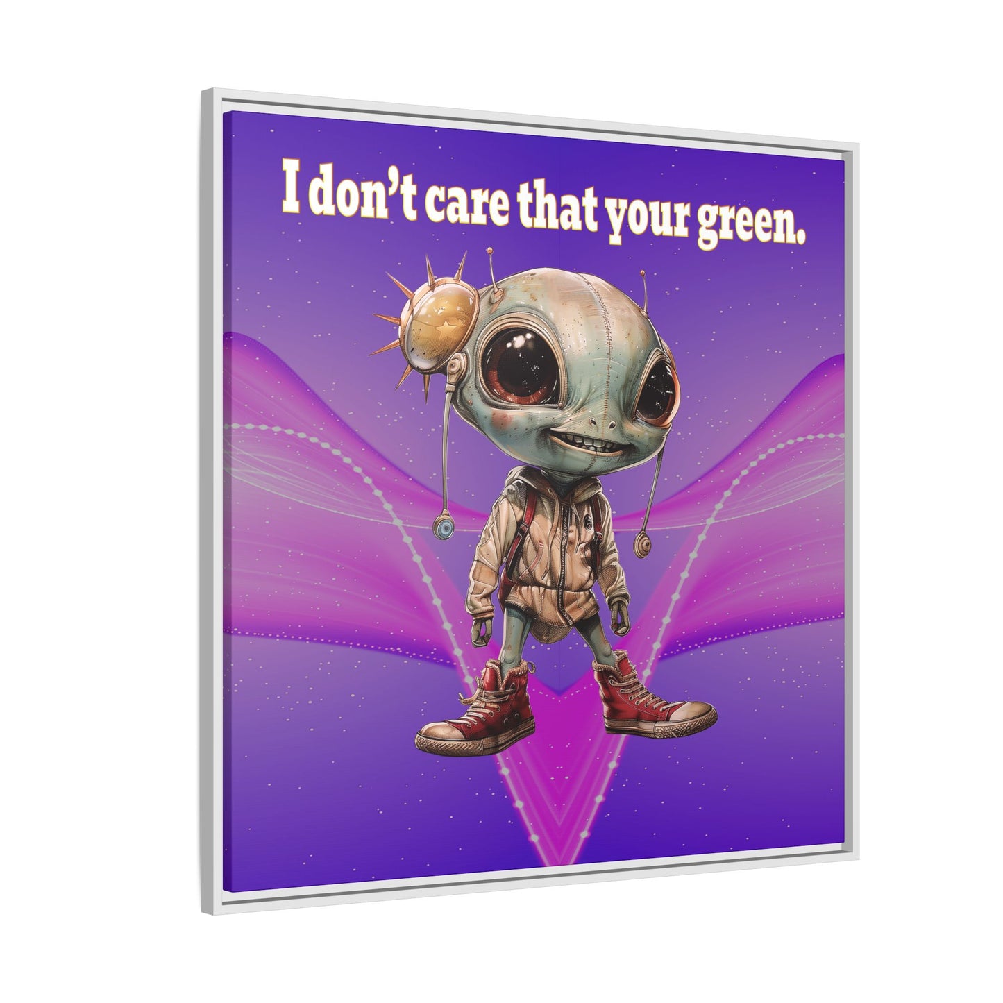 I don't care that your green - framed canvas art (purple-pink wave)