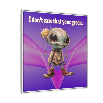 I don't care that your green - framed canvas art (purple-pink wave)