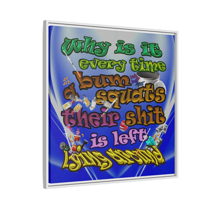 the bum's shit - framed canvas art (blue-white wave)