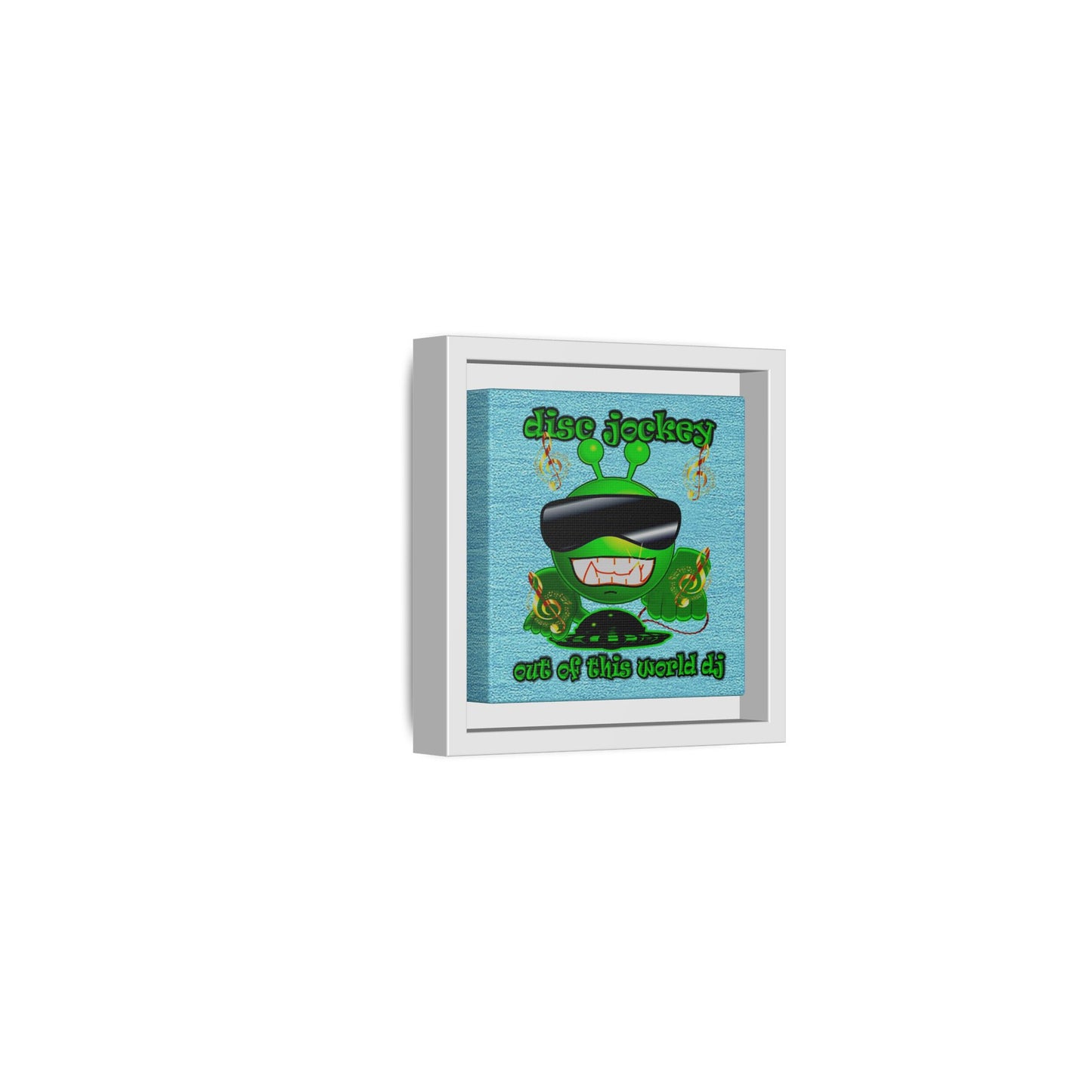 disc jockey - framed canvas art (faded blue)