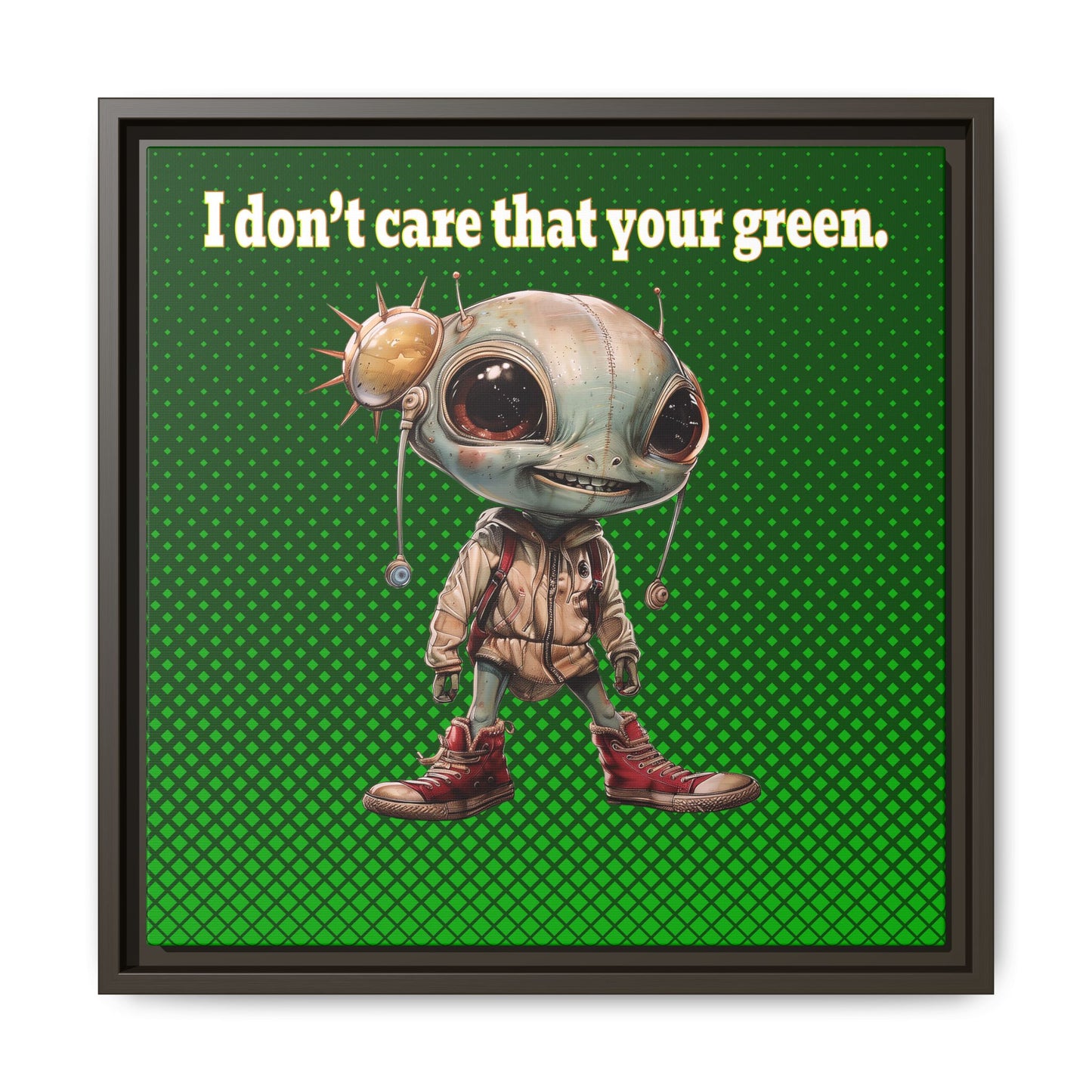 I don't care that your green - framed canvas art (logo green)