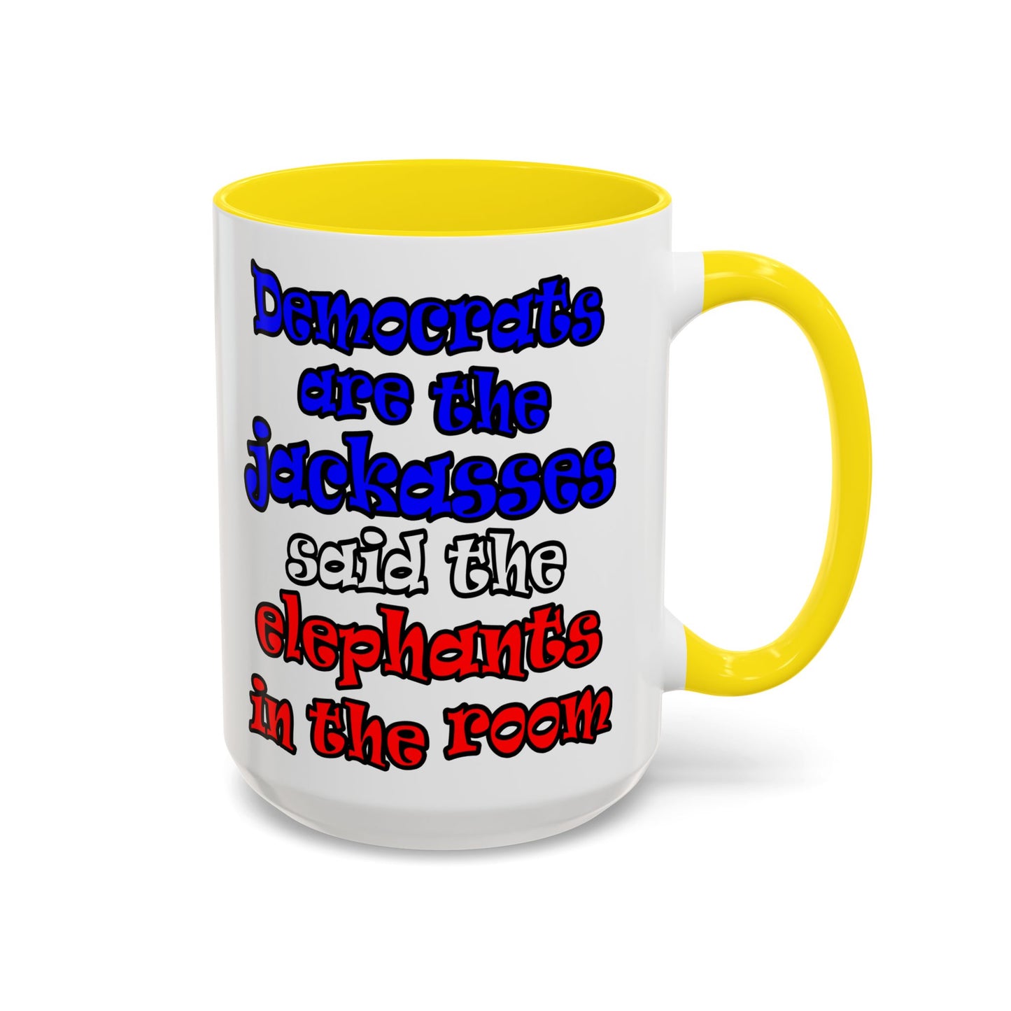 donkeys and elephants - Accent Mug (white)