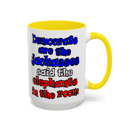 donkeys and elephants - Accent Mug (white)