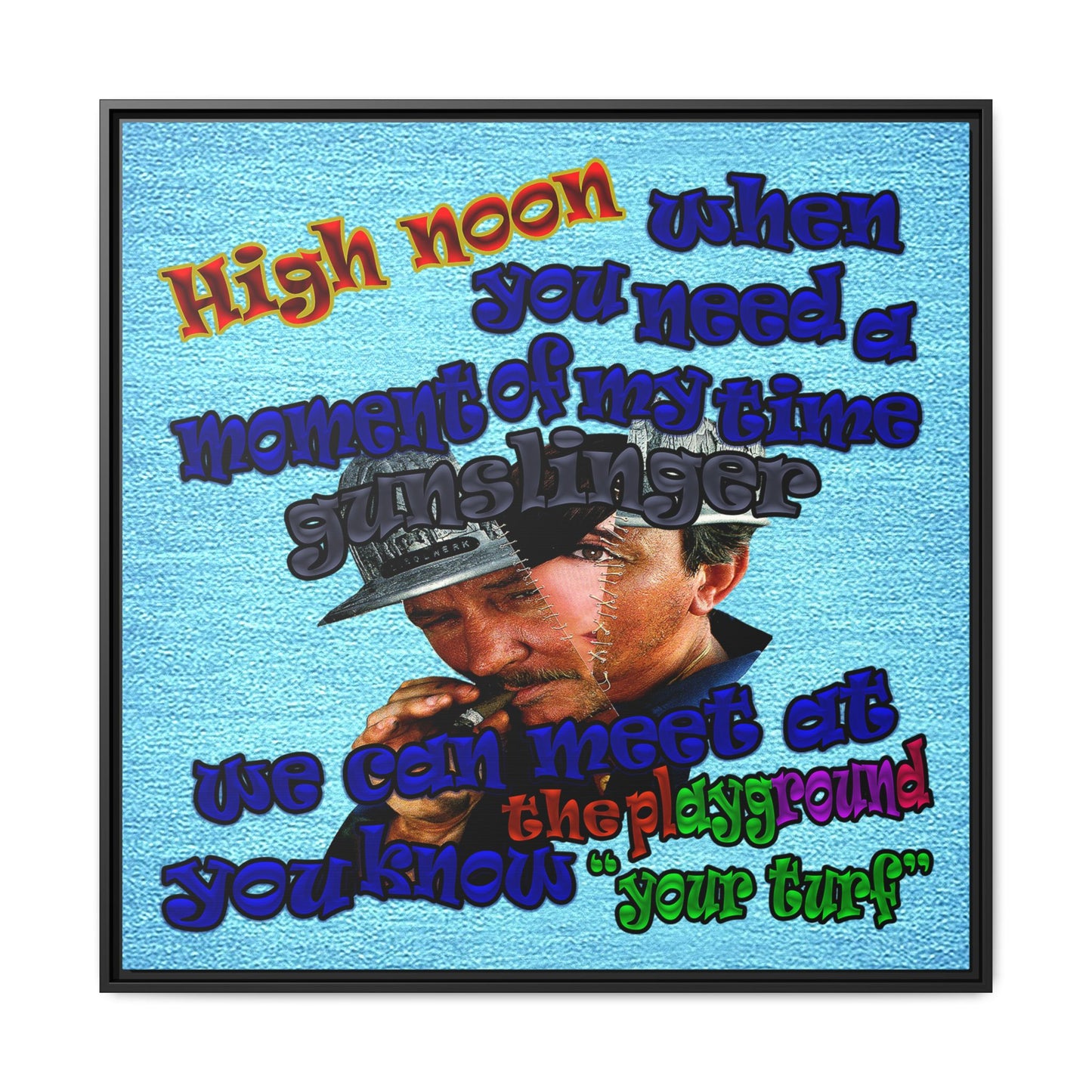 high noon - framed canvas art (faded blue)
