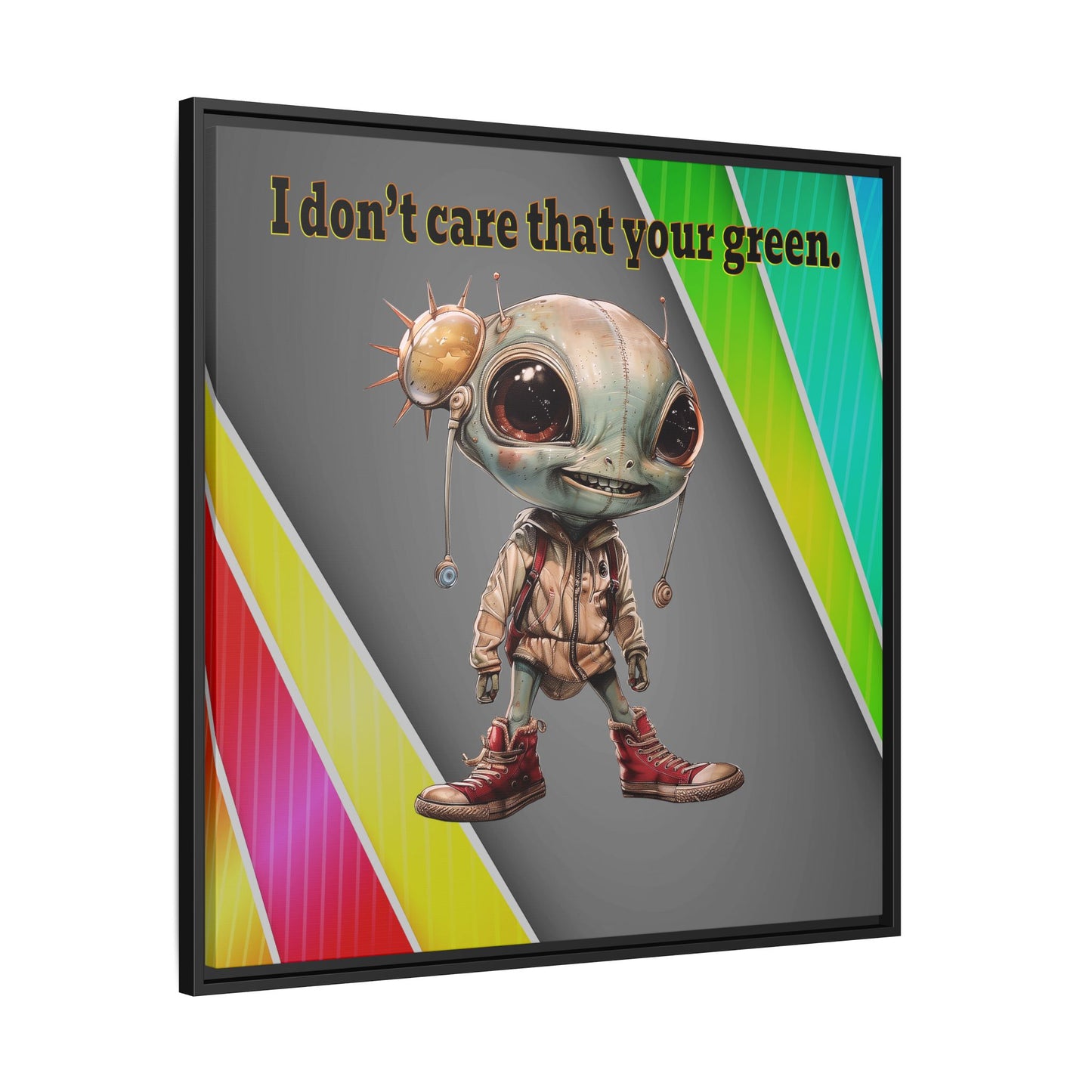 I don't care that your green - framed canvas art (rainbow split)