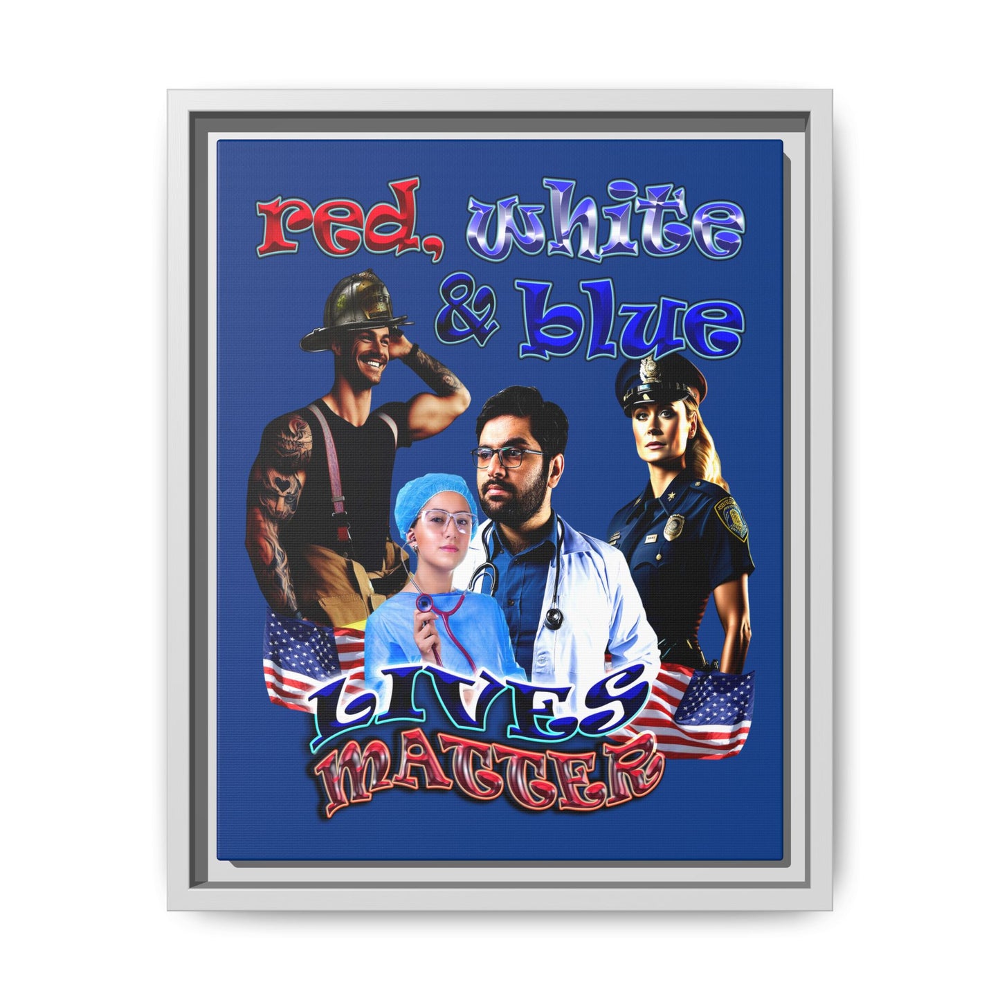 rw&b lives matter - framed canvas art (dark blue)
