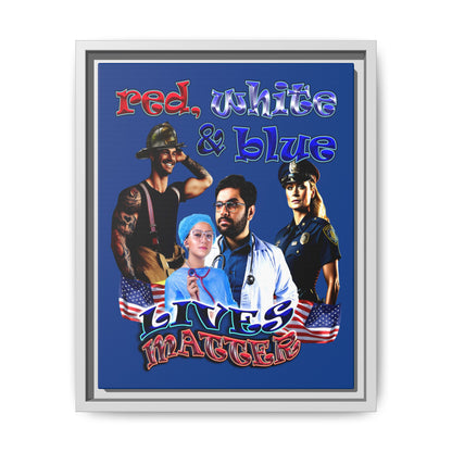 rw&b lives matter - framed canvas art (dark blue)