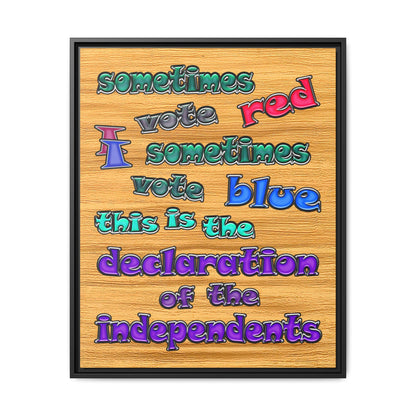 declaration of the independents - framed canvas art (butterscotch wood finish)