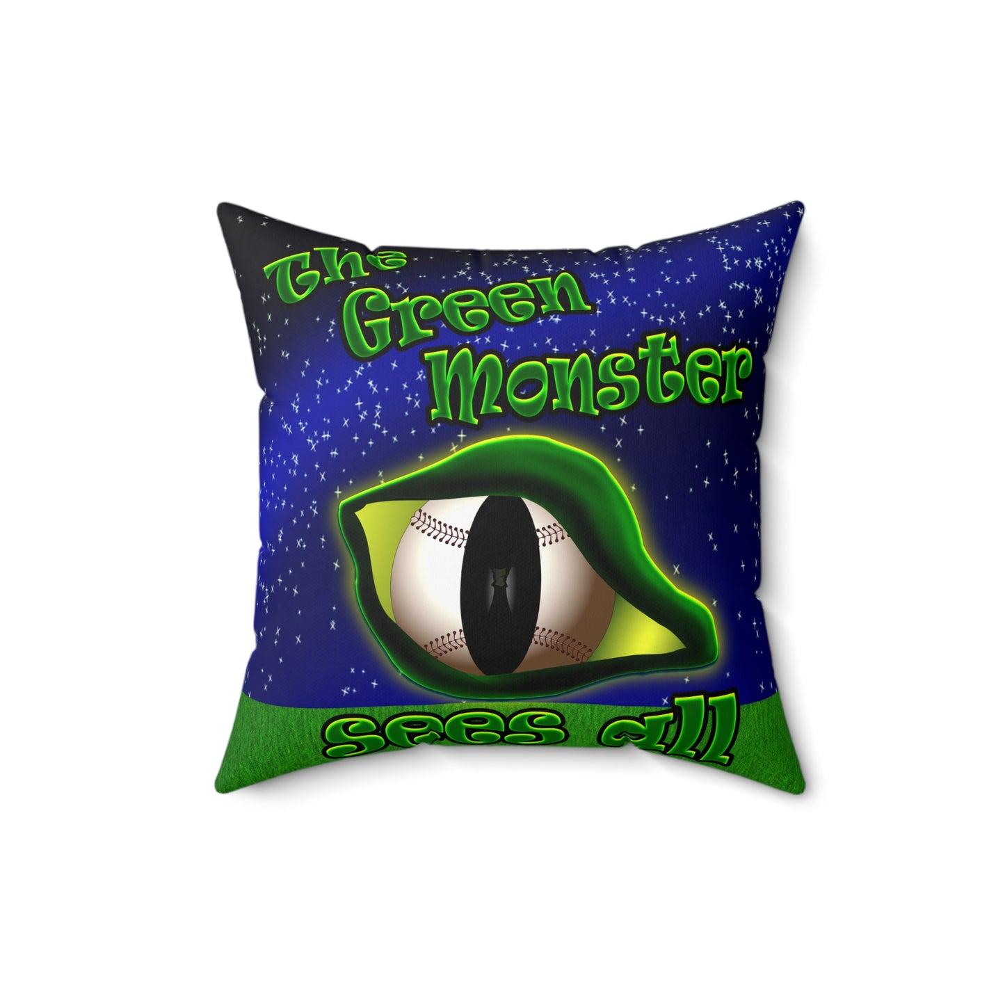 green monster - Spun Polyester Square Pillow - ('snoops' background)