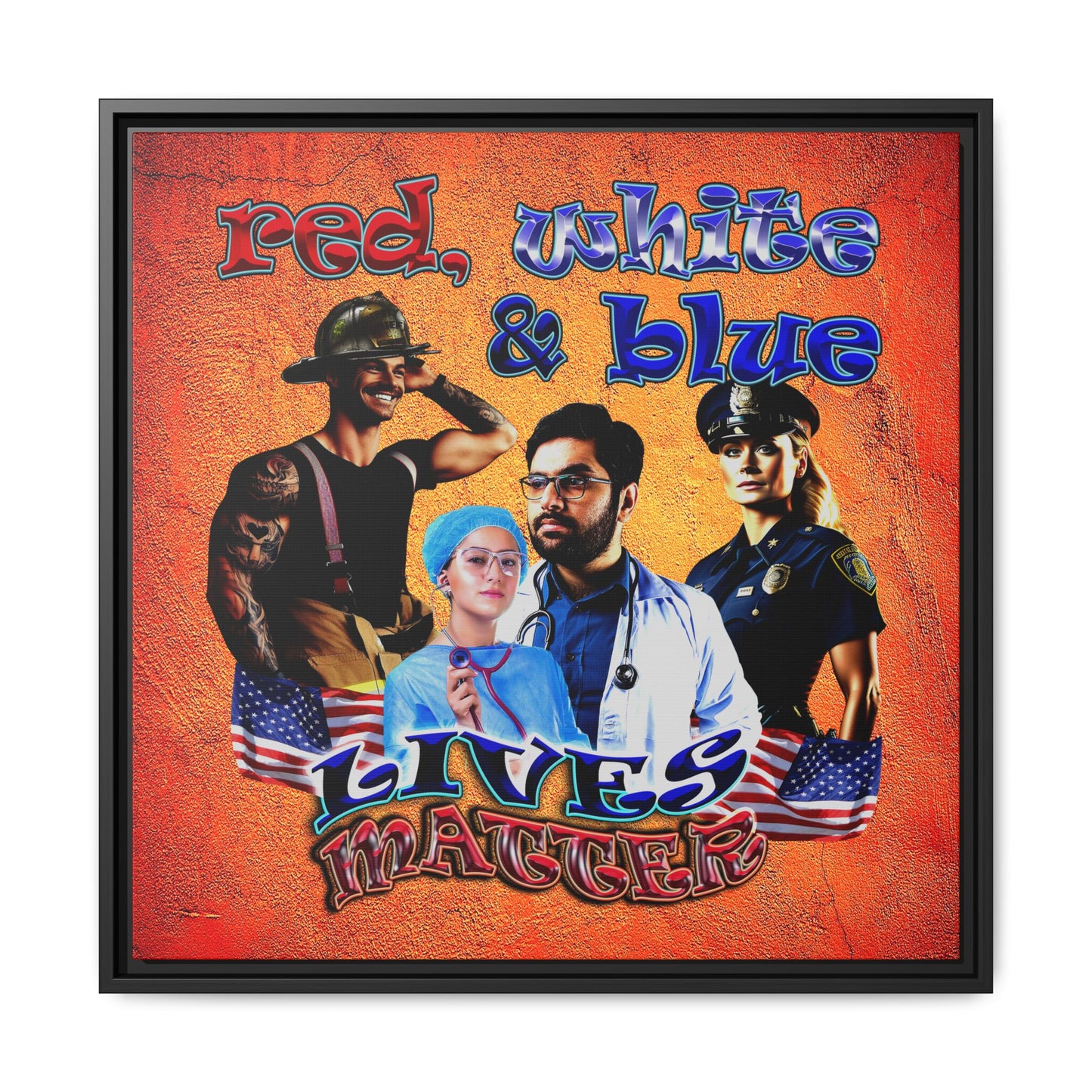 rw&b lives matter - framed canvas art (burnt orange)