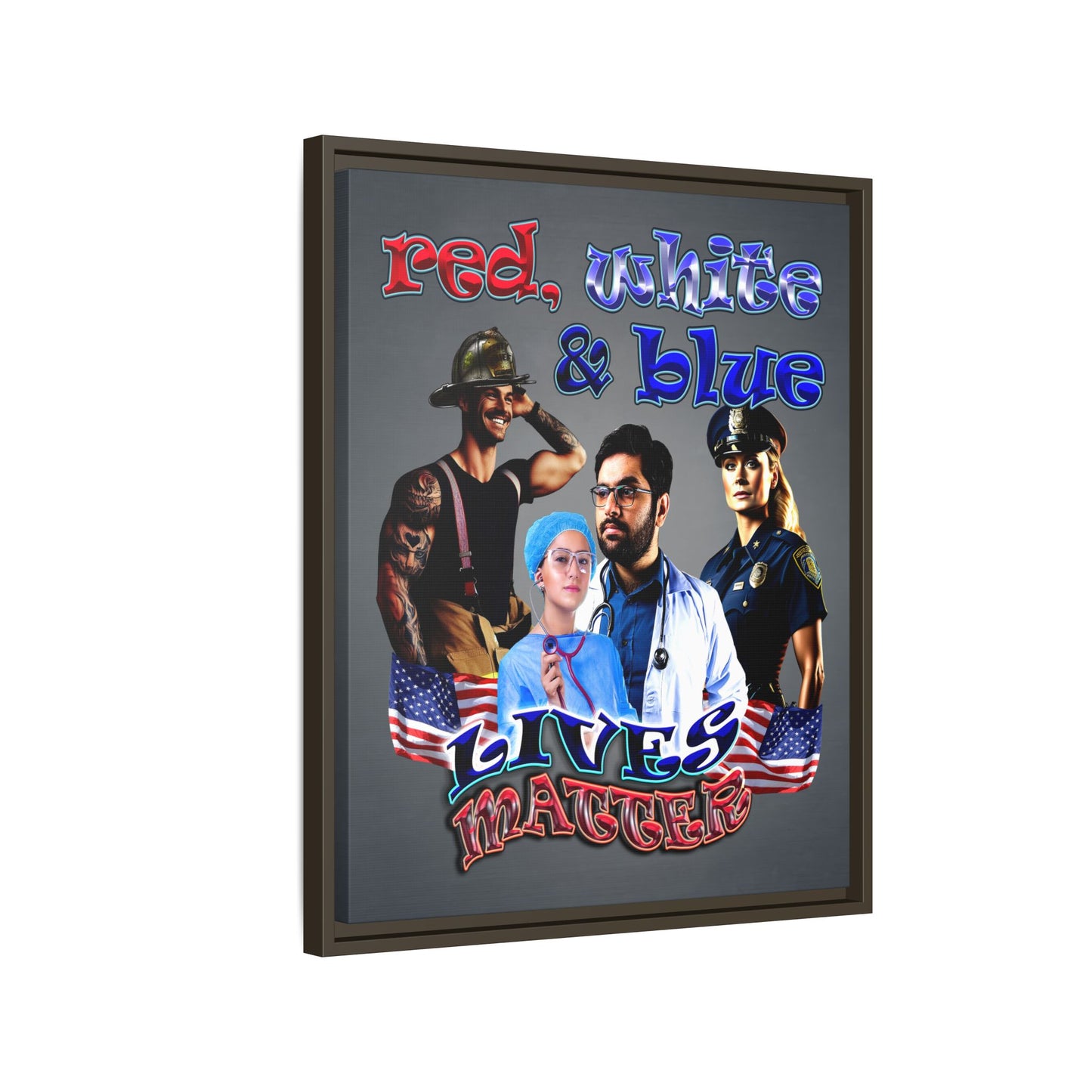 rw&b lives matter - framed canvas art (grey-light grey)