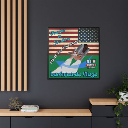 shoot for the stars - framed canvas art (dark green)