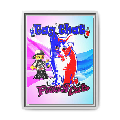 tag that - framed canvas art (light blue-pink wave)