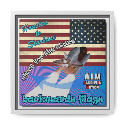 shoot for the stars - framed canvas art (light blue-purple wave)