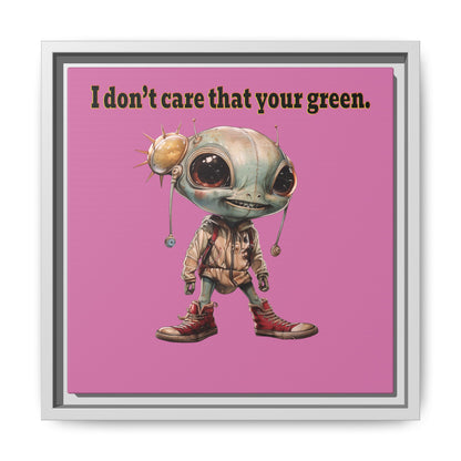 I don't care that your green - framed canvas art (light pink)