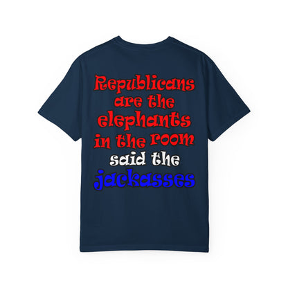 donkeys and elephants - Unisex Garment-Dyed T-shirt