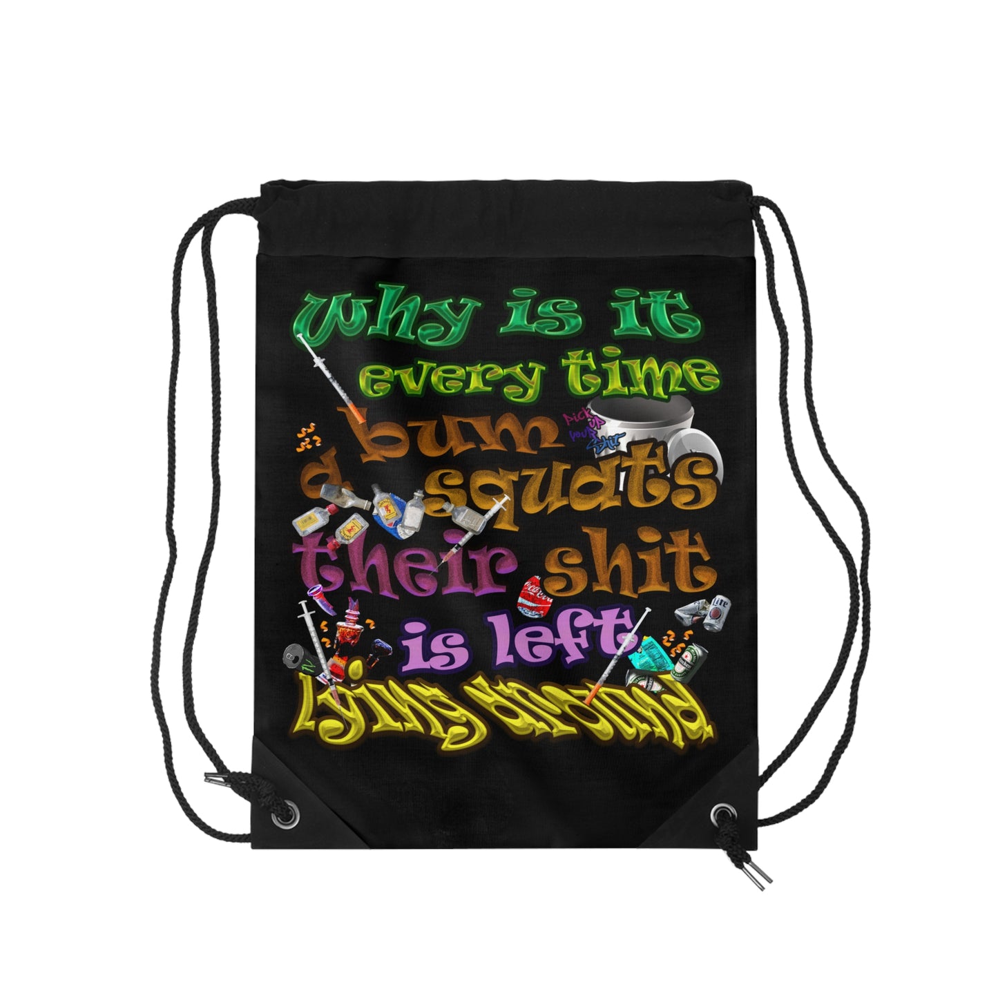 the bum's shit - Drawstring Bag (black)